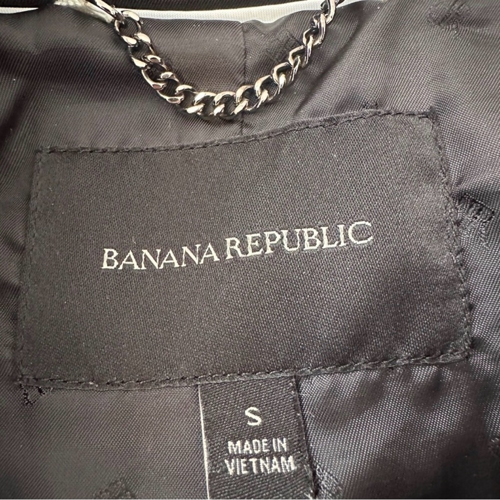 Banana Republic Black Short Classic Cotton Trench Coat | Size Small - Picture 7 of 8